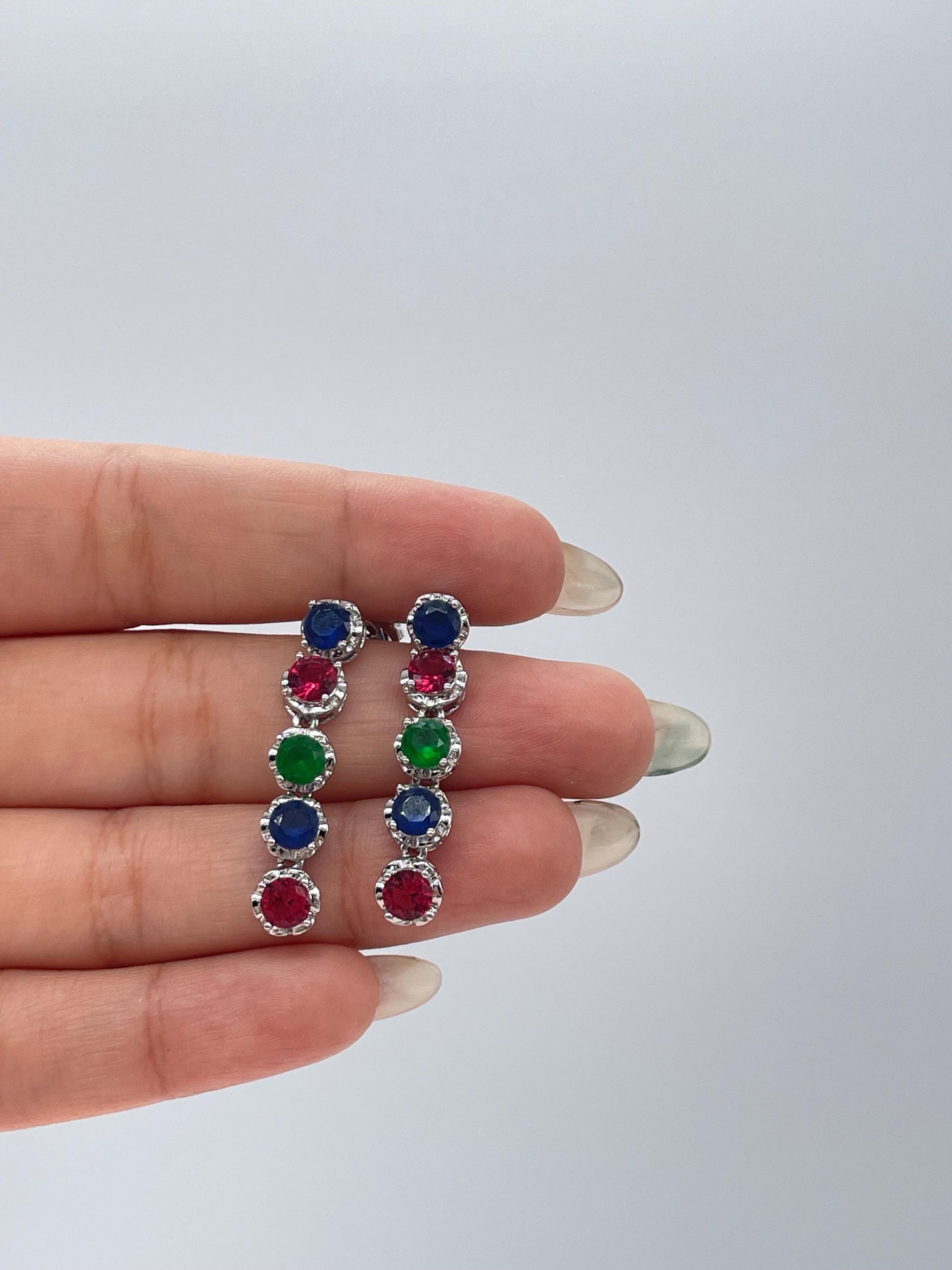 Silver Filled Colorful Round Stones Set