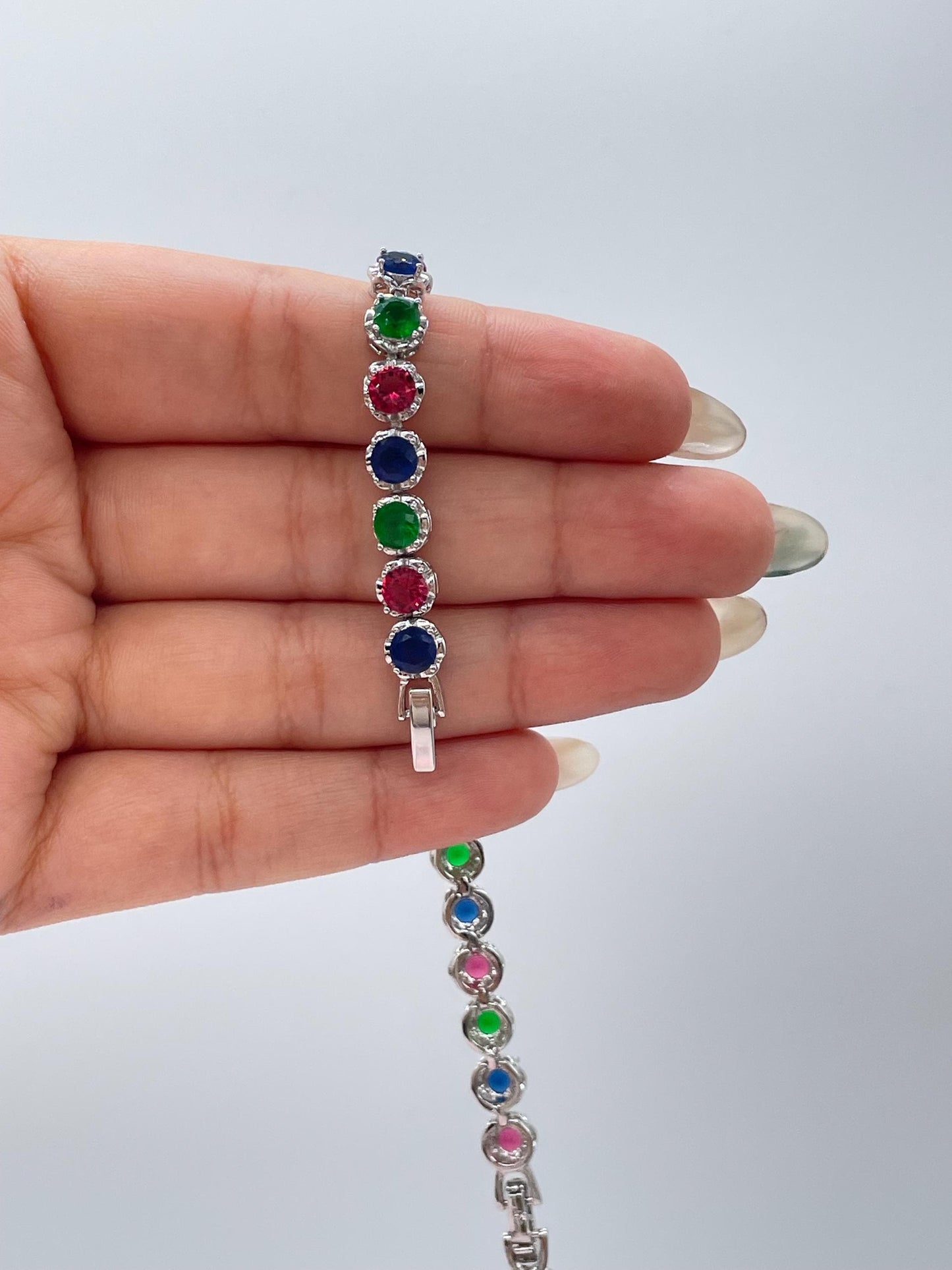 Silver Filled Colorful Round Stones Set