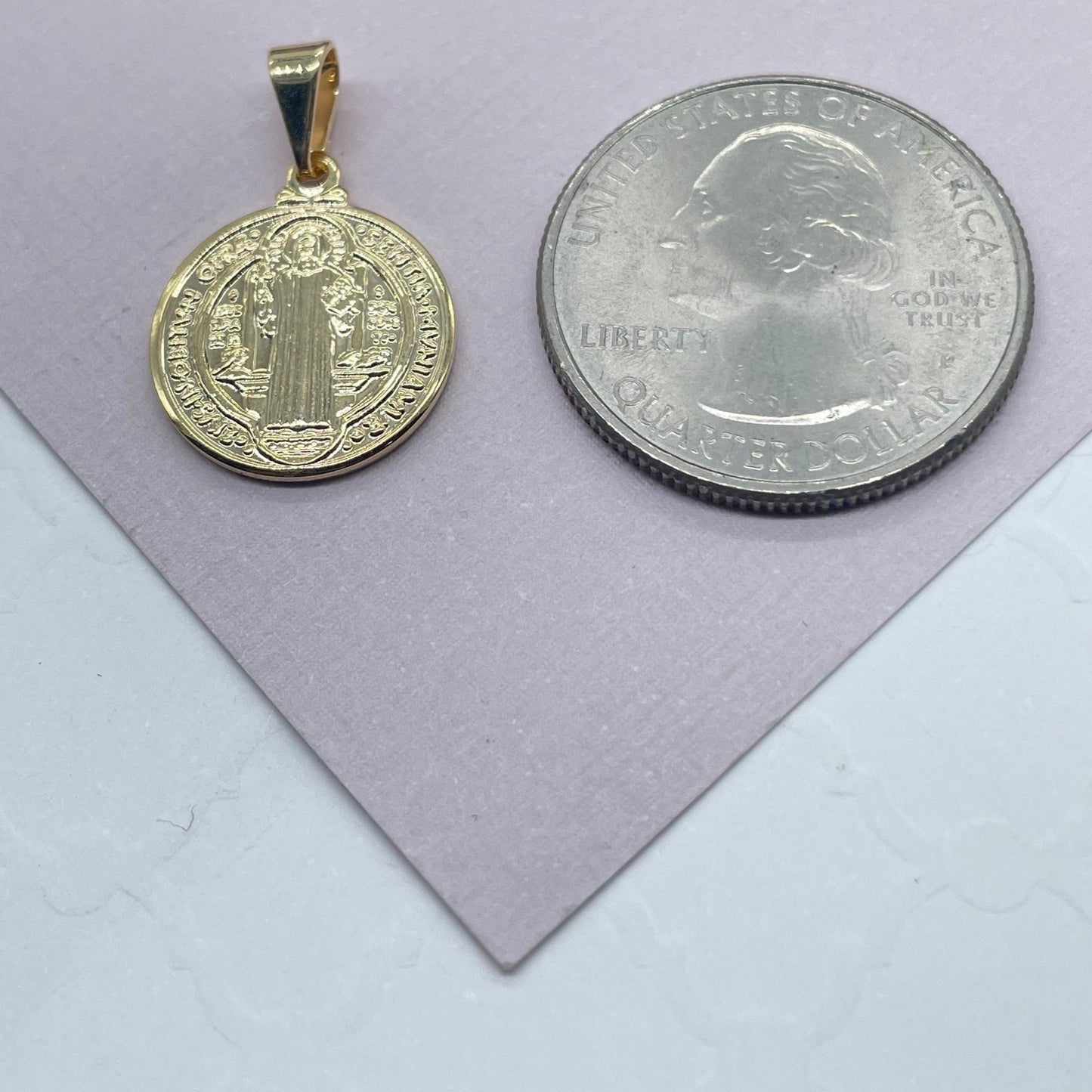 18k San Benito Mini Charm St Benedict Pendant Catholic Jewelry Making Supplies