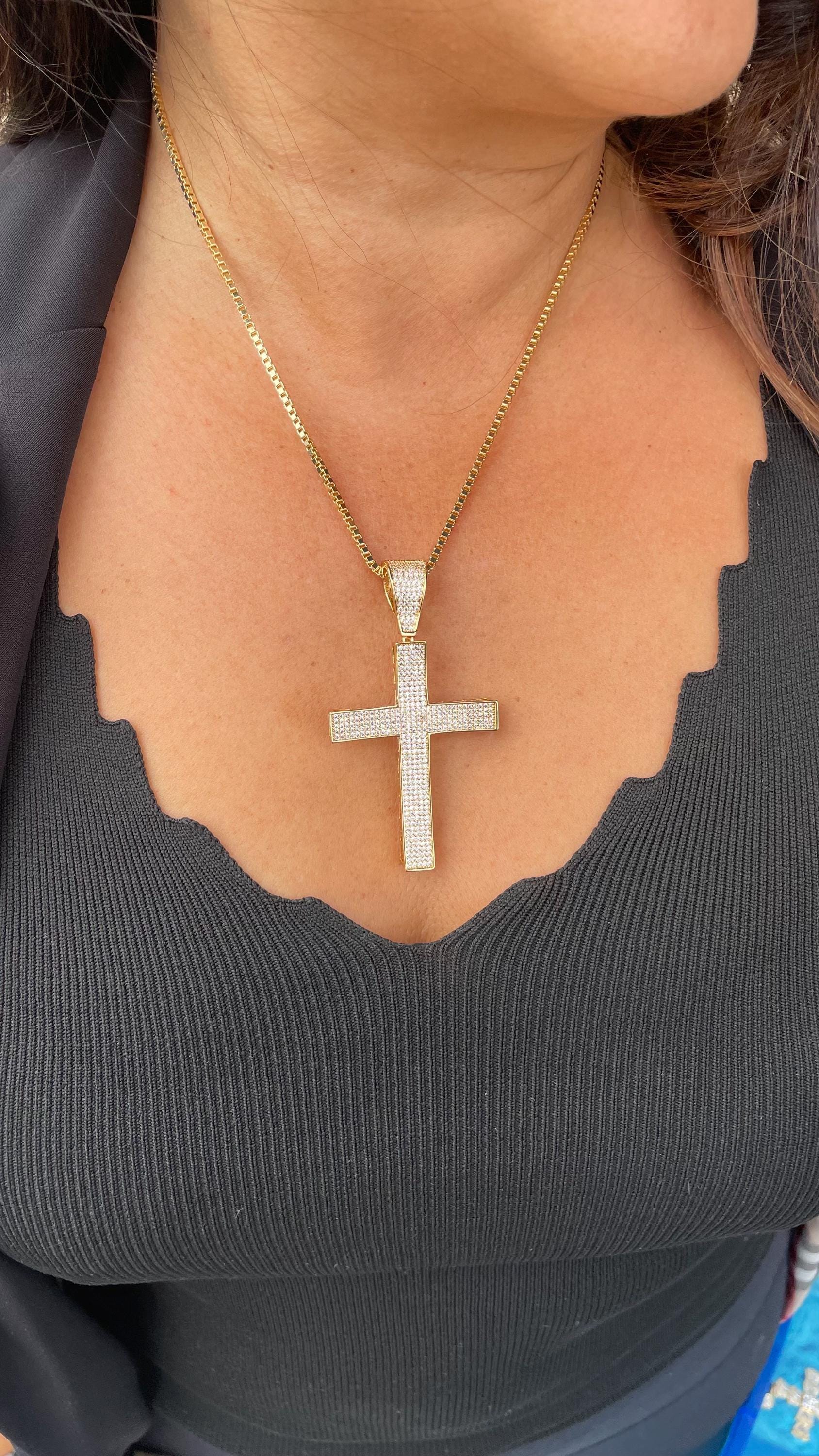 18k Gold Filled XL CZ Pave Cross Pendant