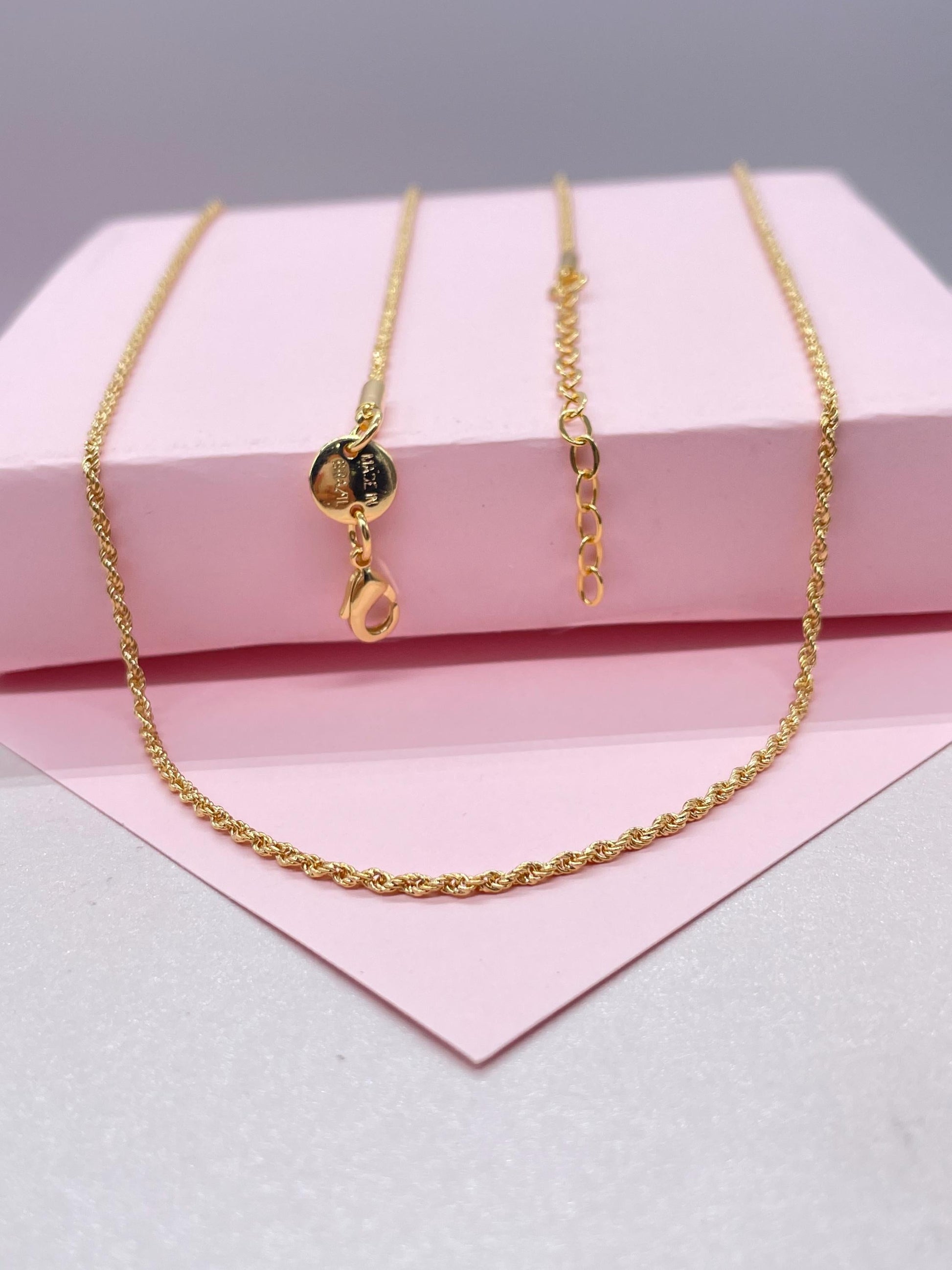 18k Gold Filled Soft Rope Chain 1.5mm Fine Necklace, Singapore and Rope Combined
