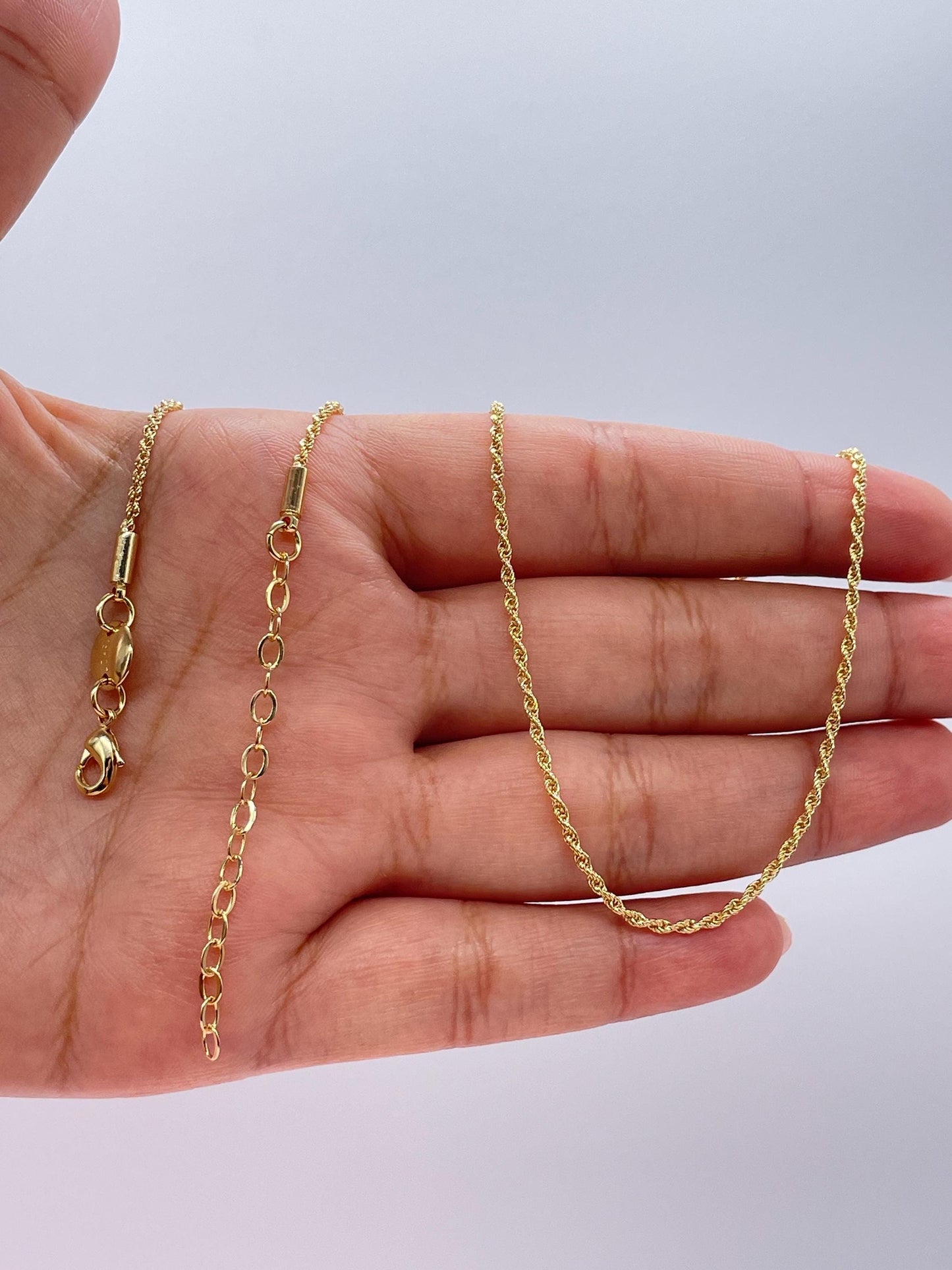 18k Gold Filled Soft Rope Chain 1.5mm Fine Necklace, Singapore and Rope Combined