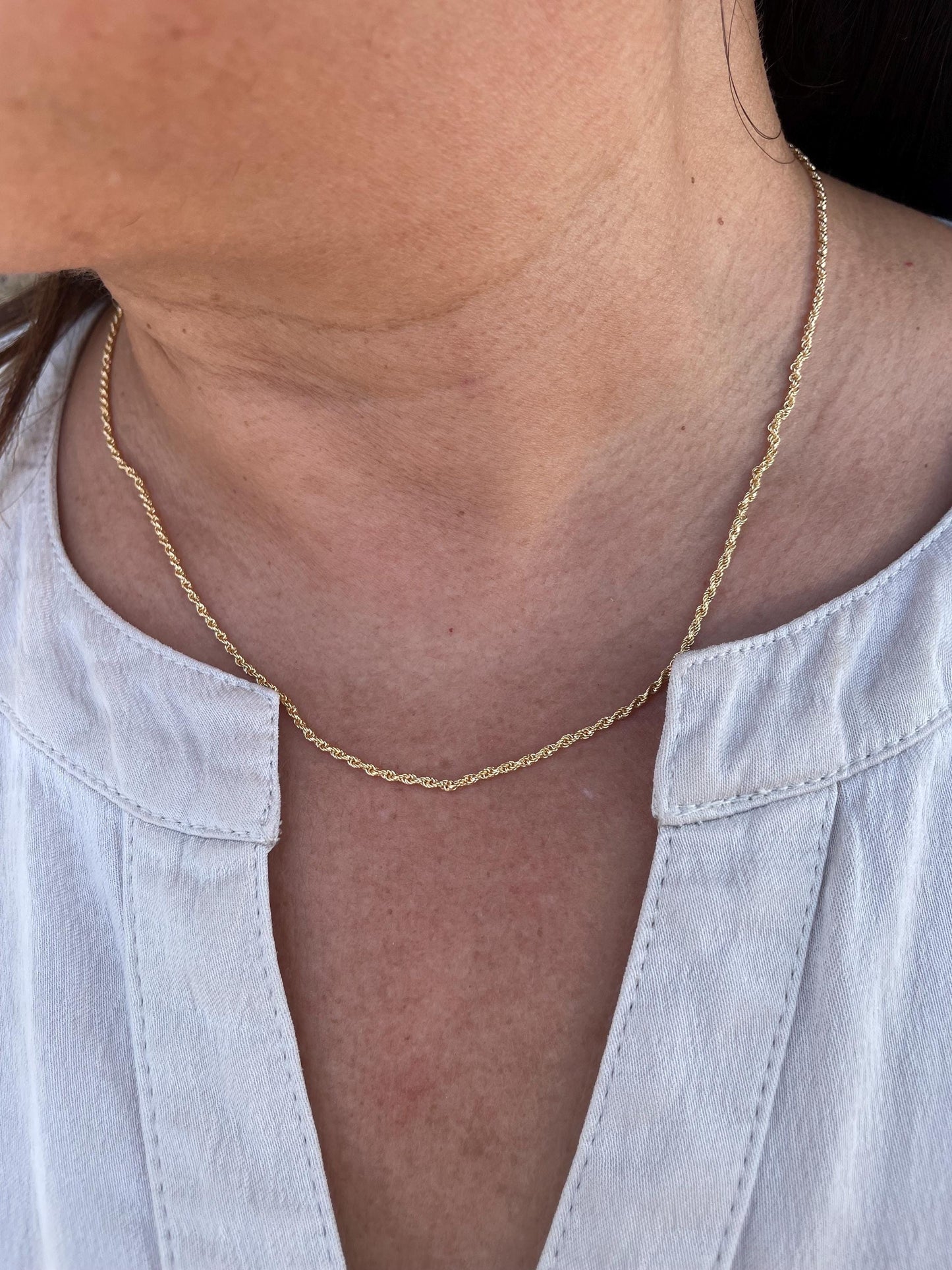 18k Gold Filled Soft Rope Chain 1.5mm Fine Necklace, Singapore and Rope Combined