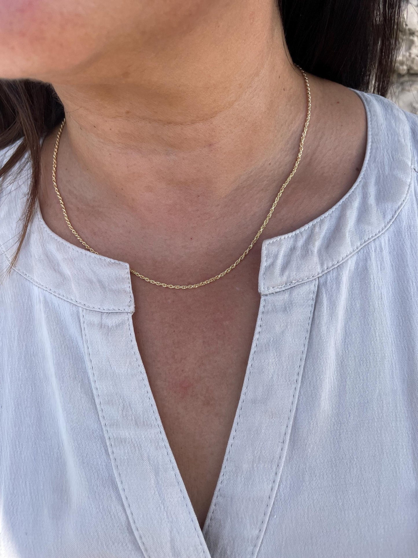 18k Gold Filled Soft Rope Chain 1.5mm Fine Necklace, Singapore and Rope Combined