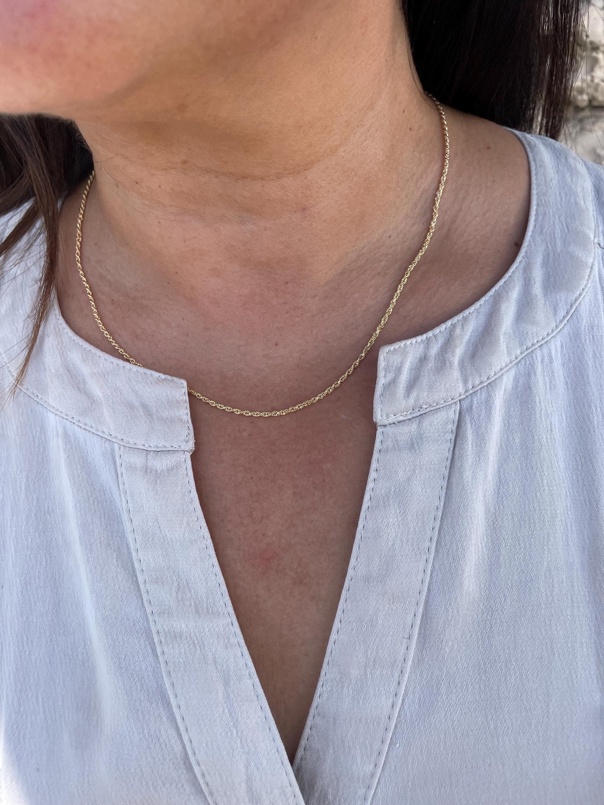 18k Gold Filled Soft Rope Chain 1.5mm Fine Necklace, Singapore and Rope Combined