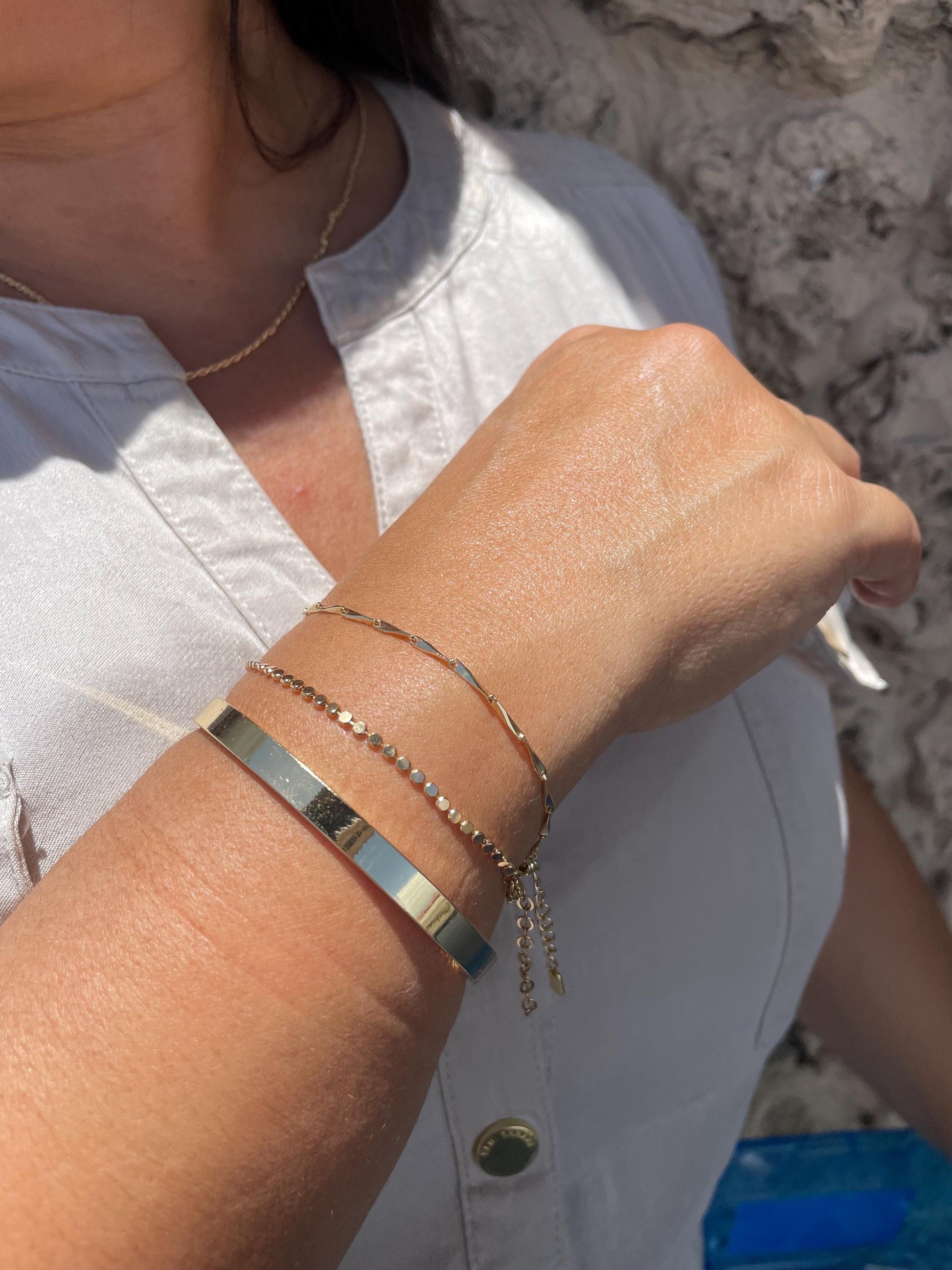 18k Gold Filled Bar Link Bracelet: Thin Dainty Spear Bracelet
