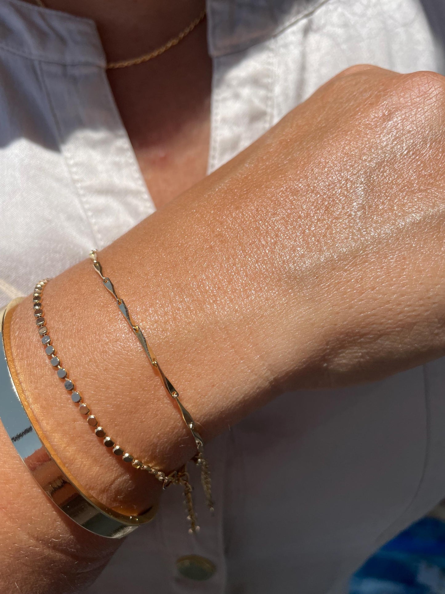 18k Gold Filled Bar Link Bracelet: Thin Dainty Spear Bracelet