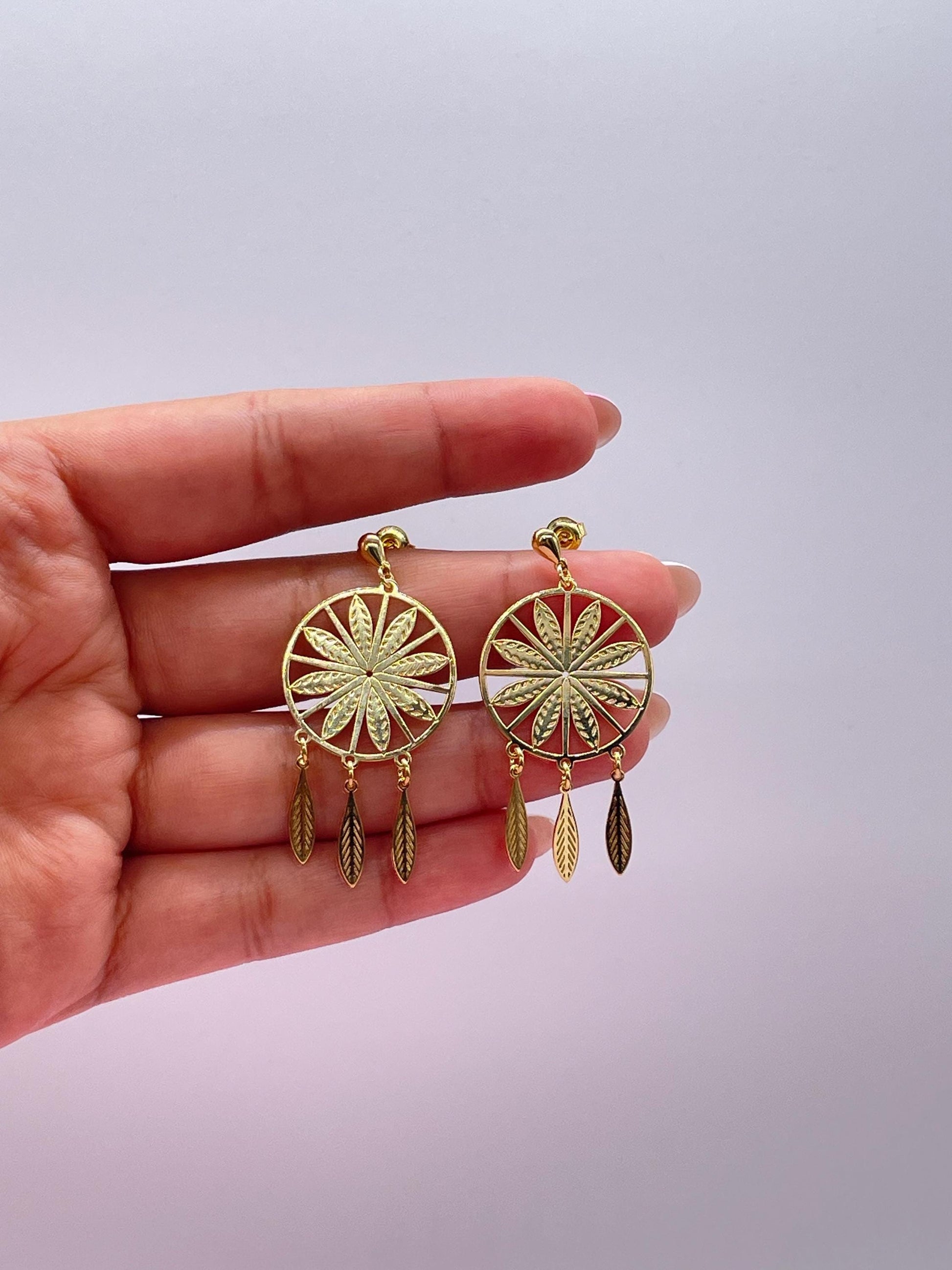18k Gold Filled Dreamcatcher Earrings: Boho Dangle Jewelry
