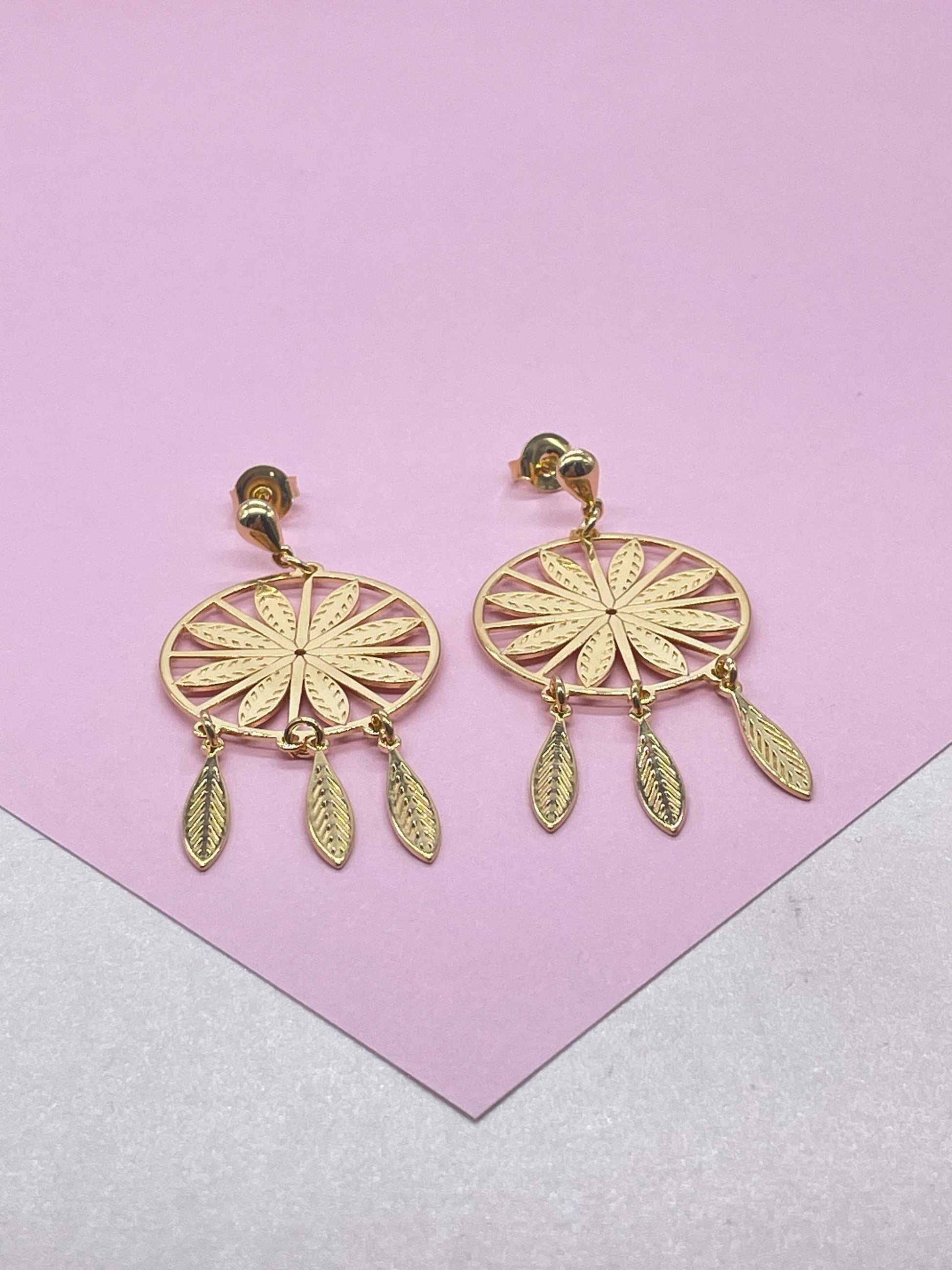 18k Gold Filled Dreamcatcher Earrings: Boho Dangle Jewelry