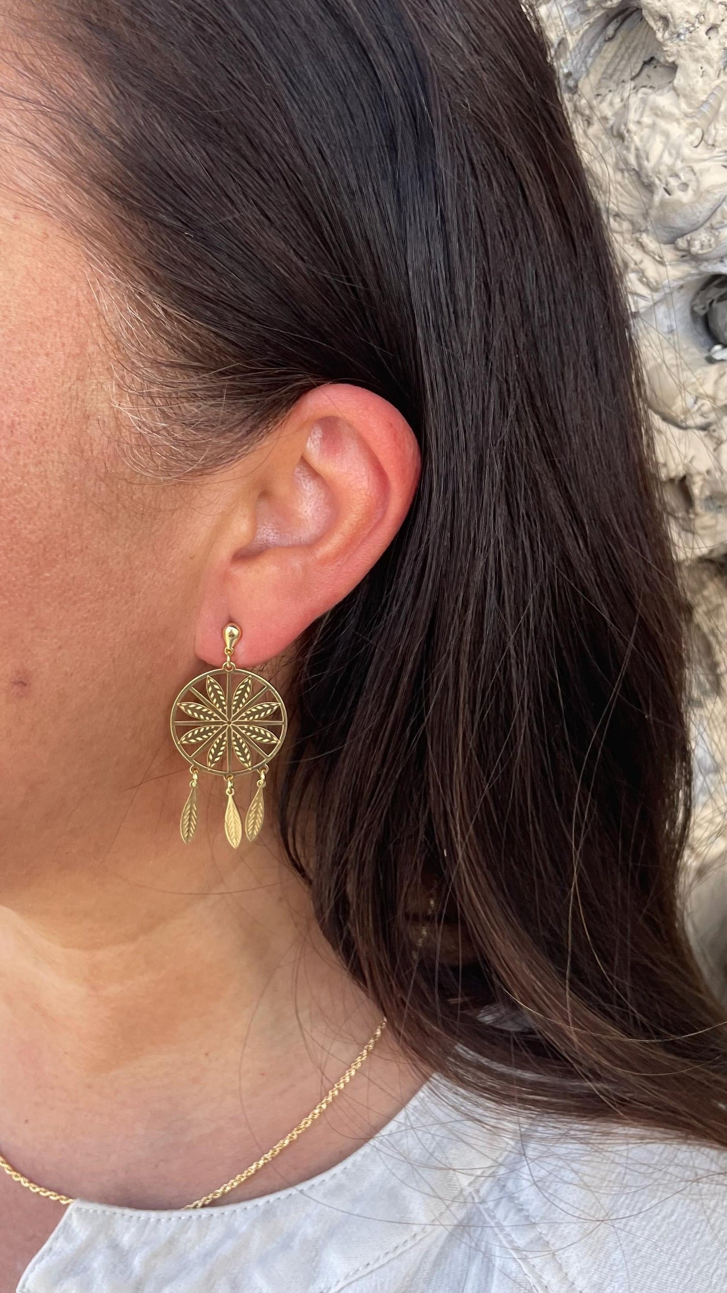 18k Gold Filled Dreamcatcher Earrings: Boho Dangle Jewelry