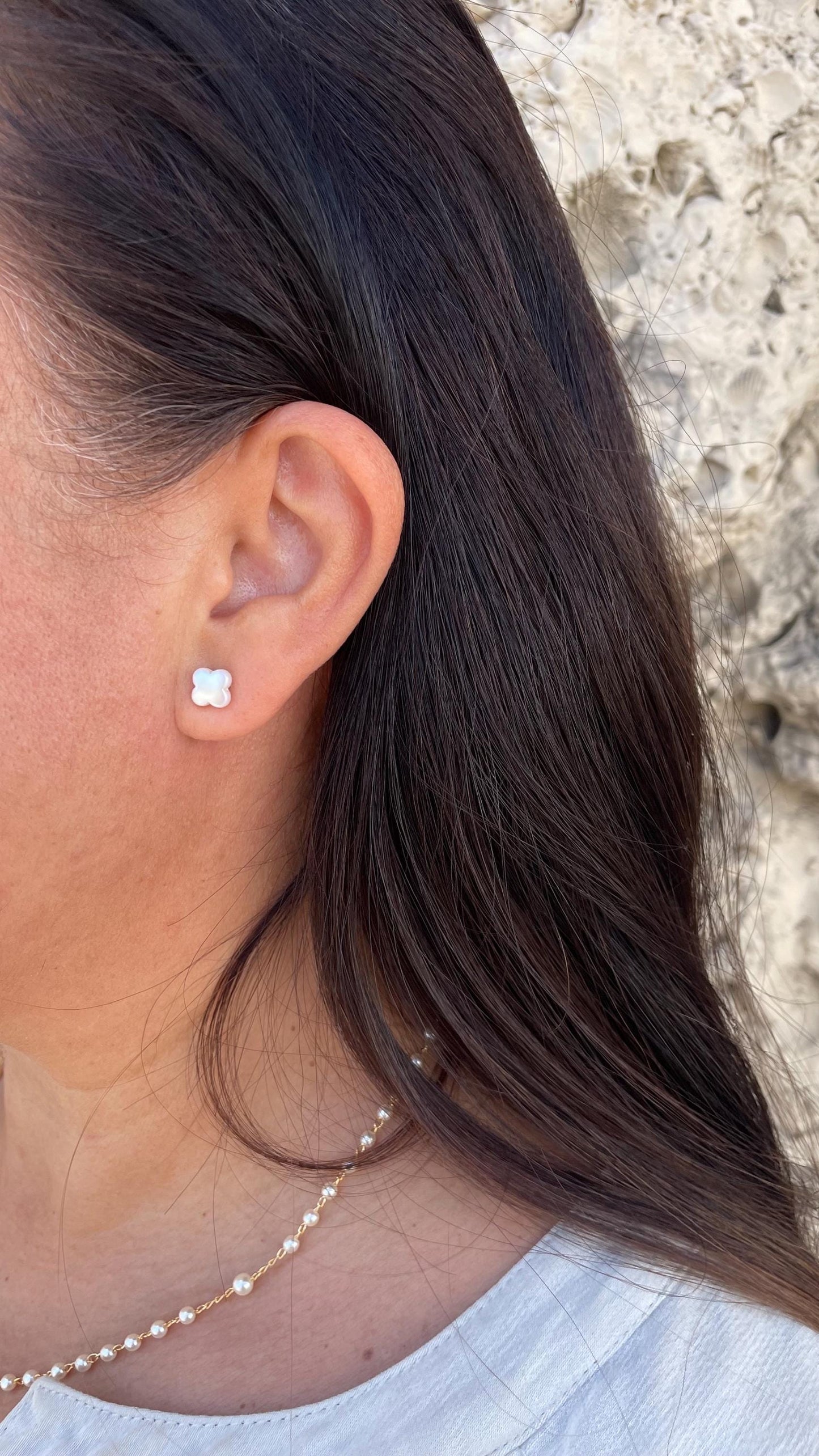 18k Gold Filled Tiny Flower Stud Pearl Earrings