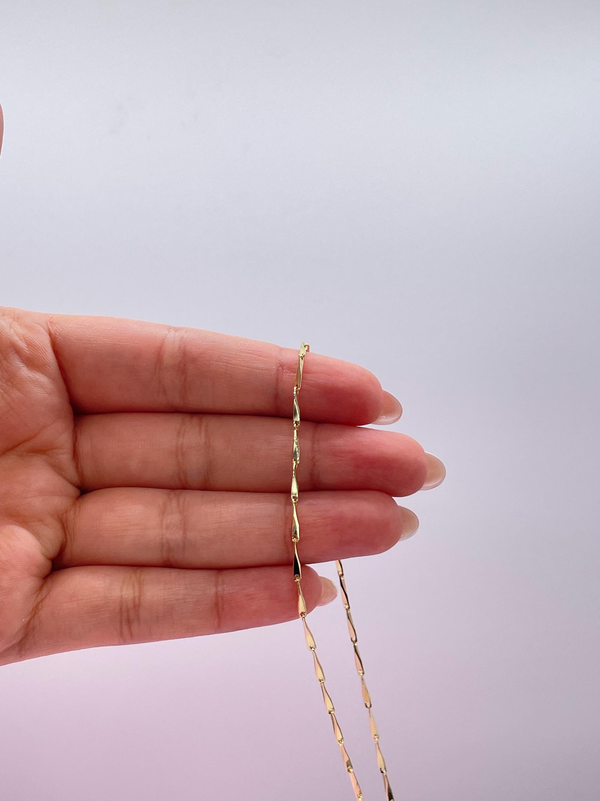 18k Gold Filled Bar Link Bracelet: Thin Dainty Spear Bracelet