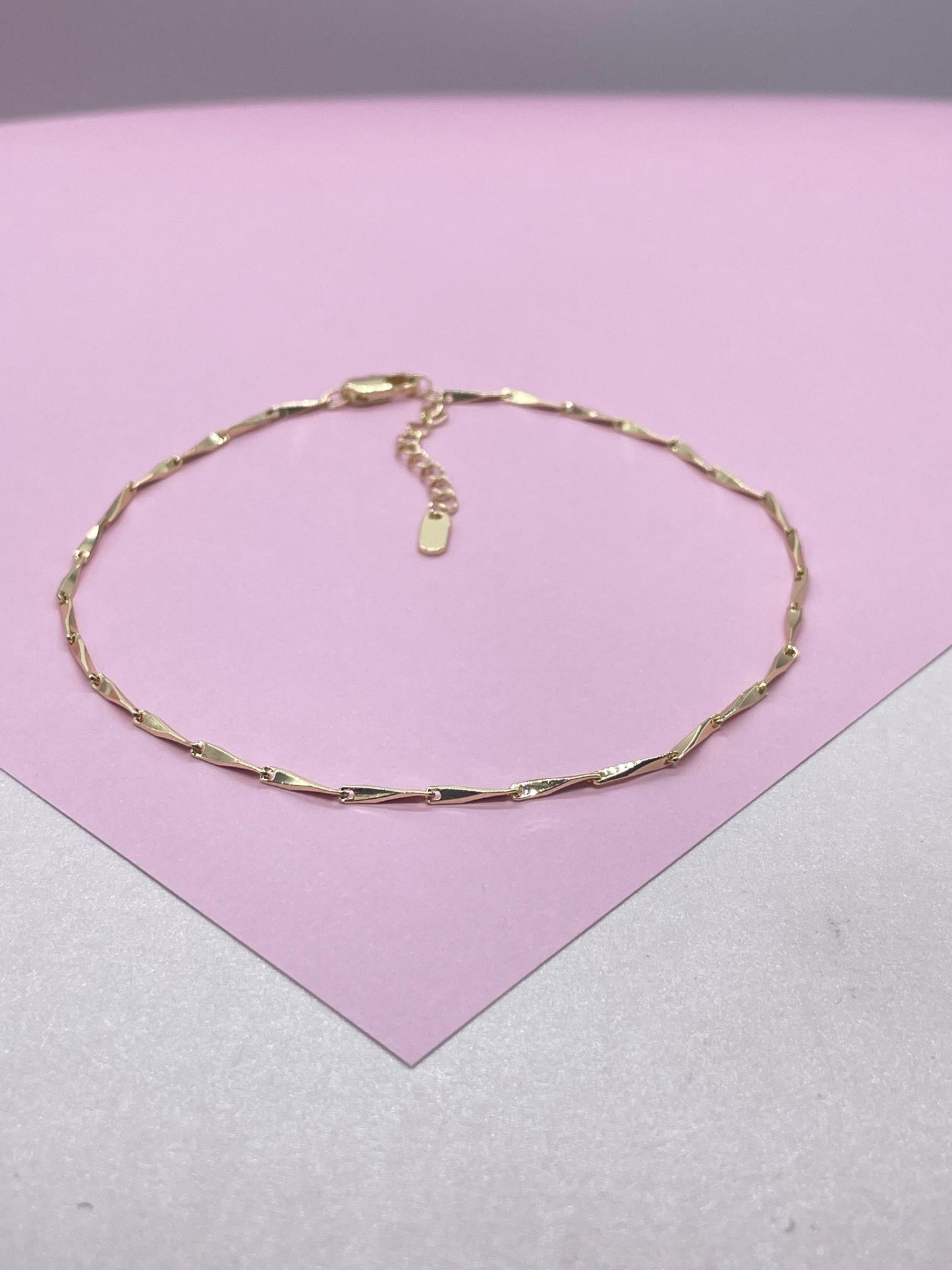 18k Gold Filled Bar Link Bracelet: Thin Dainty Spear Bracelet