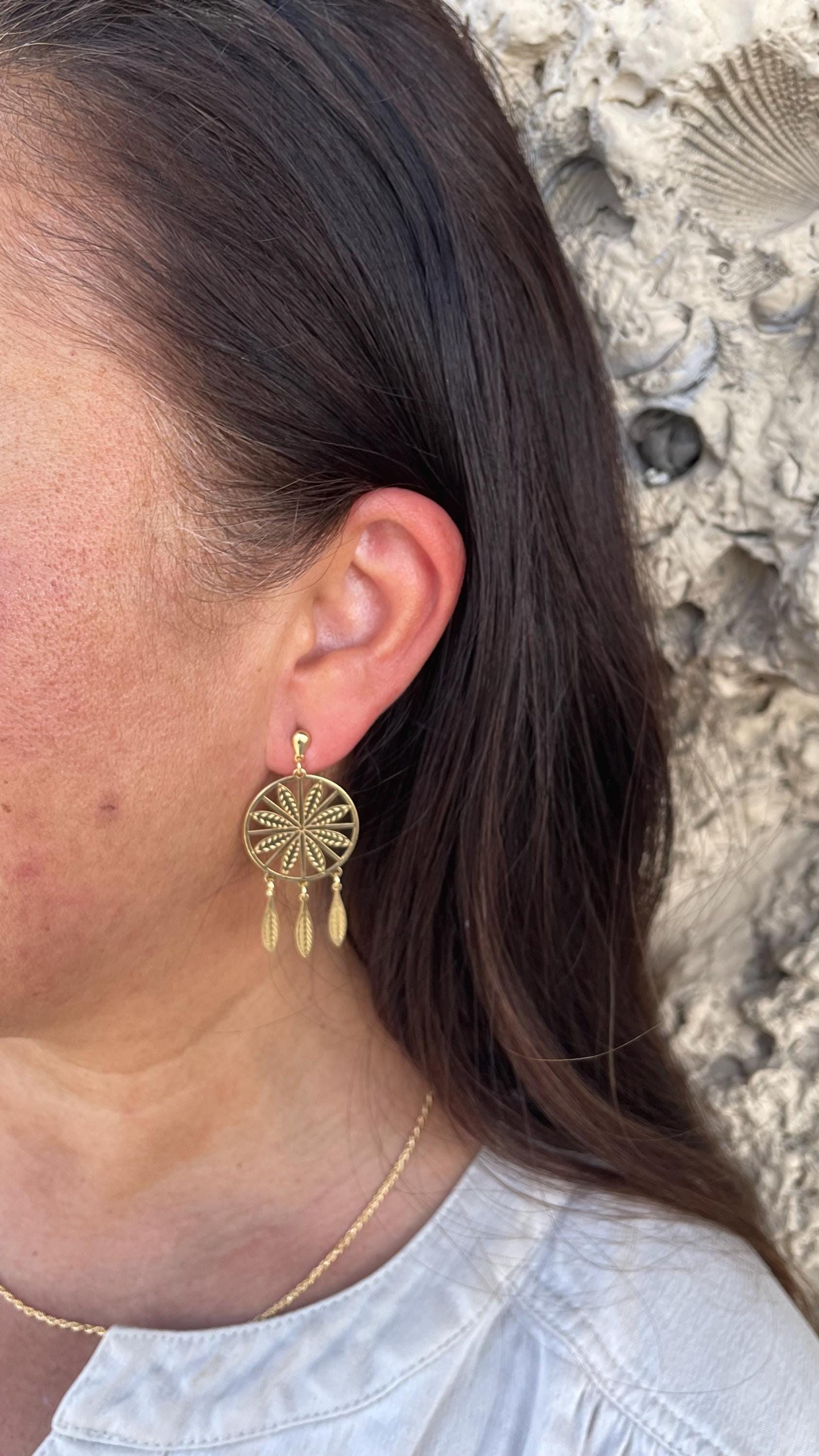 18k Gold Filled Dreamcatcher Earrings: Boho Dangle Jewelry