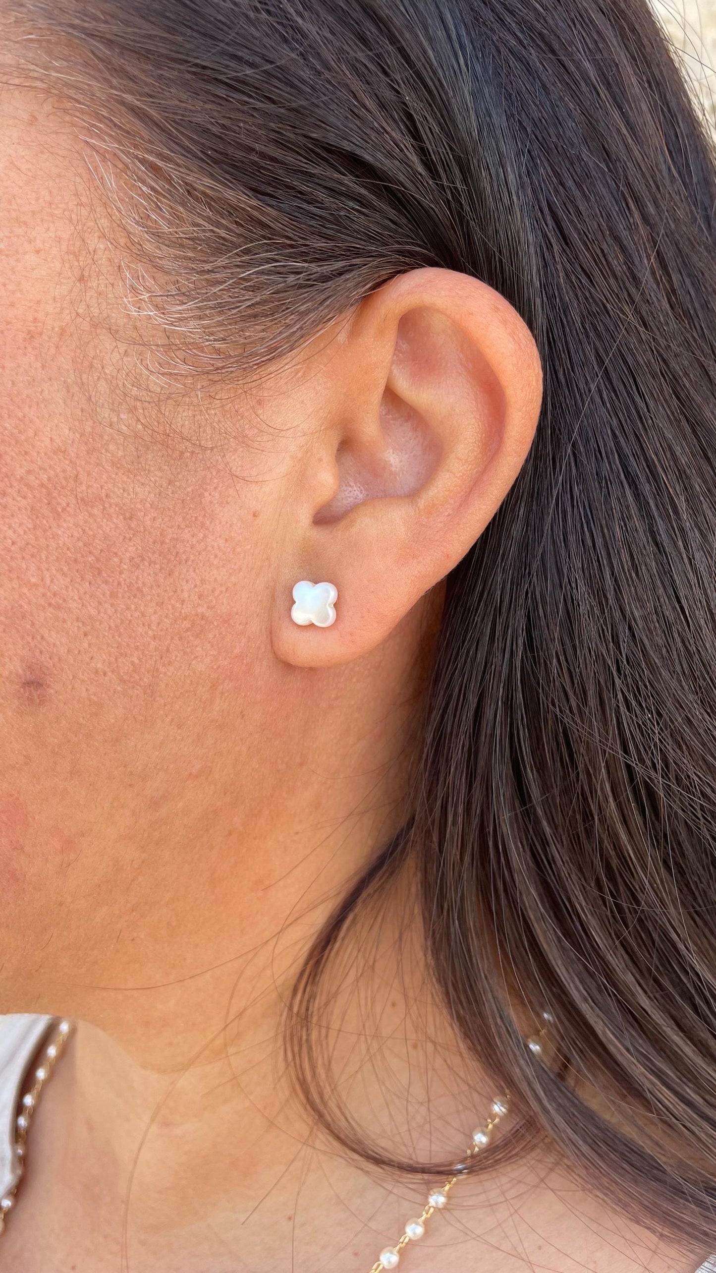 18k Gold Filled Tiny Flower Stud Pearl Earrings