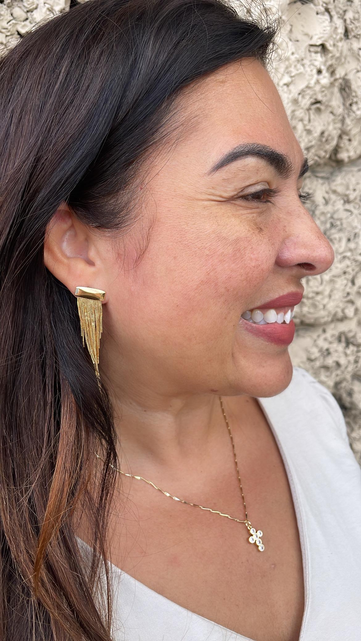 18k Gold Filled Long Soft Fringe with Long Plain Gold Bar on top