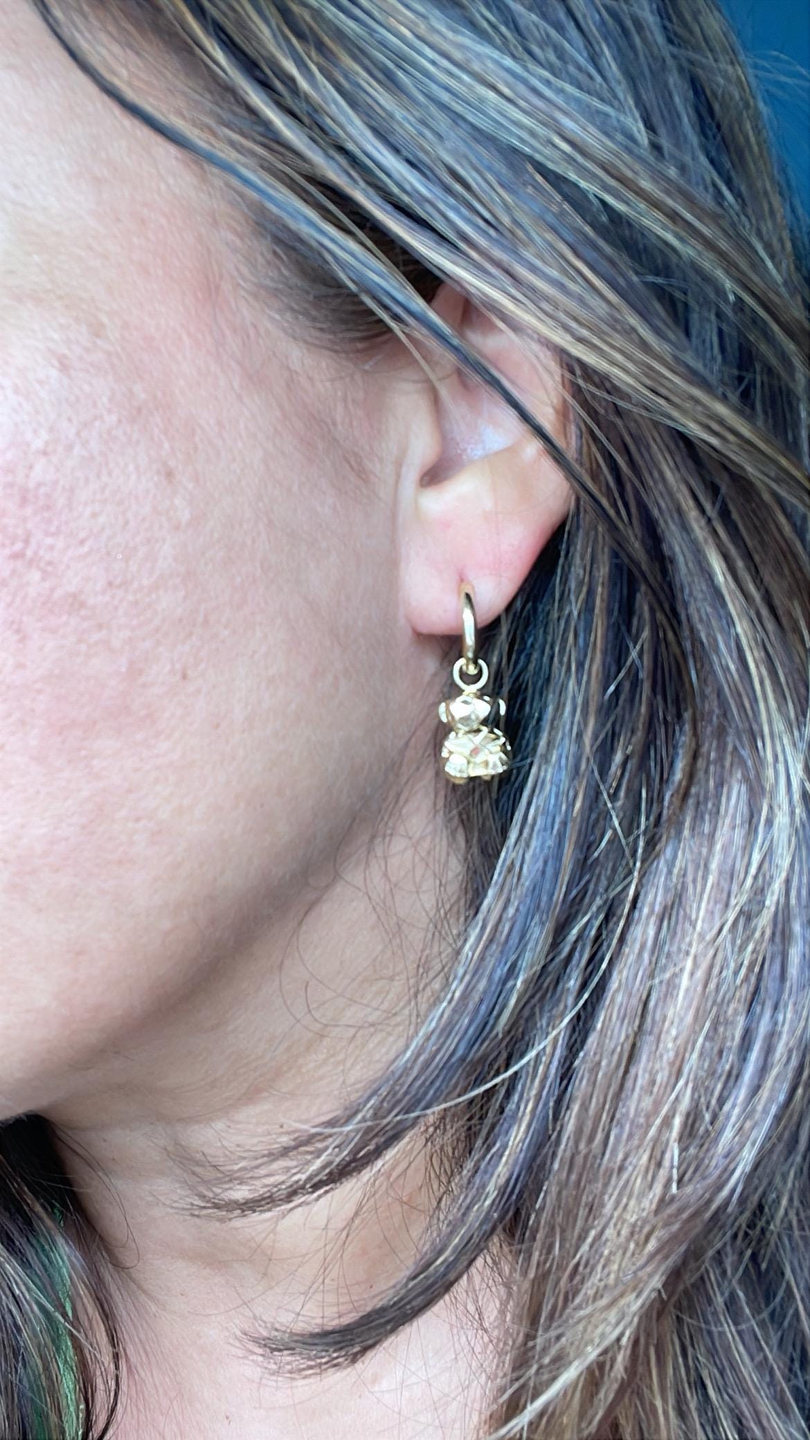 18k Gold Filled Geometric Chubby Teddy Bear Dangling Earrings Supplies