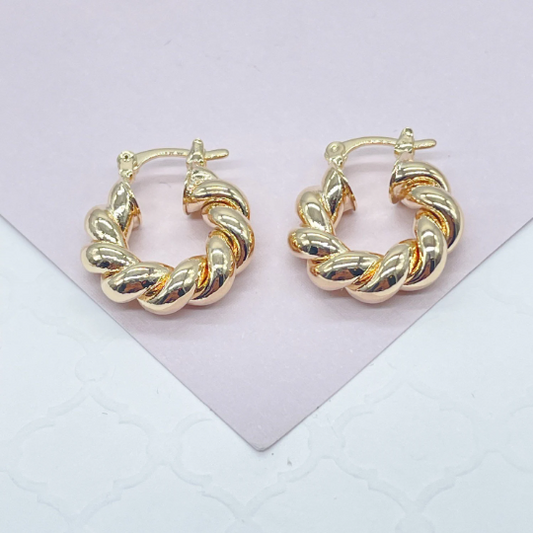 18k Gold Filled Twisted Croissant Hoop Earrings
