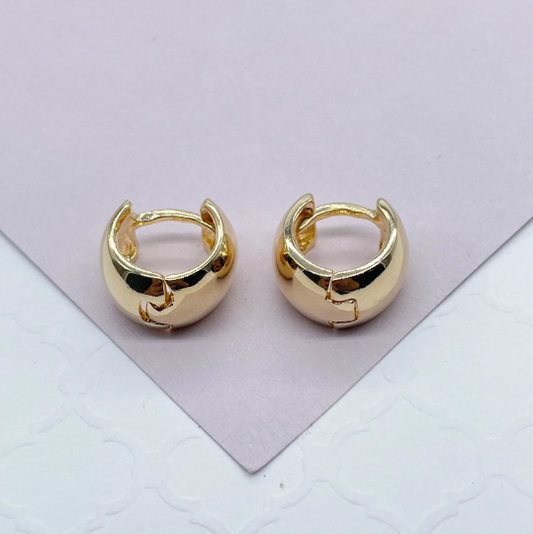 18k Gold Layered Chunky Huggie Earrings