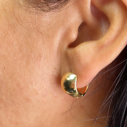18k Gold Layered Chunky Huggie Earrings