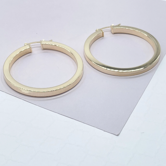 18k Gold Layered Large Sharp Edged Plain Hoop Earrings Wholesale Jewelry Supplies