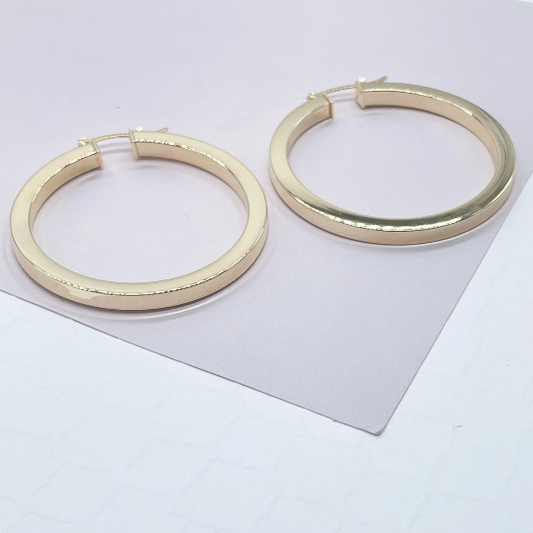 18k Gold Filled Large Sharp Edged Plain Hoop Earrings Wholesale Jewelry Supplies