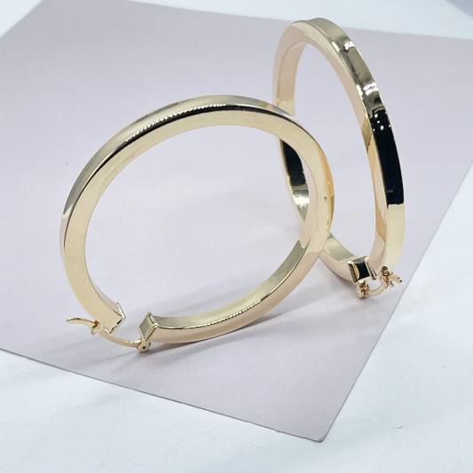 18k Gold Filled Large Sharp Edged Plain Hoop Earrings Wholesale Jewelry Supplies
