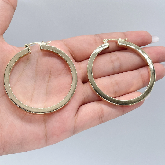 18k Gold Layered Large Sharp Edged Plain Hoop Earrings Wholesale Jewelry Supplies
