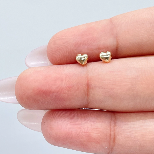 18k Gold Layered Simple Baby Heart Earrings Wholesale Jewelry Supplies