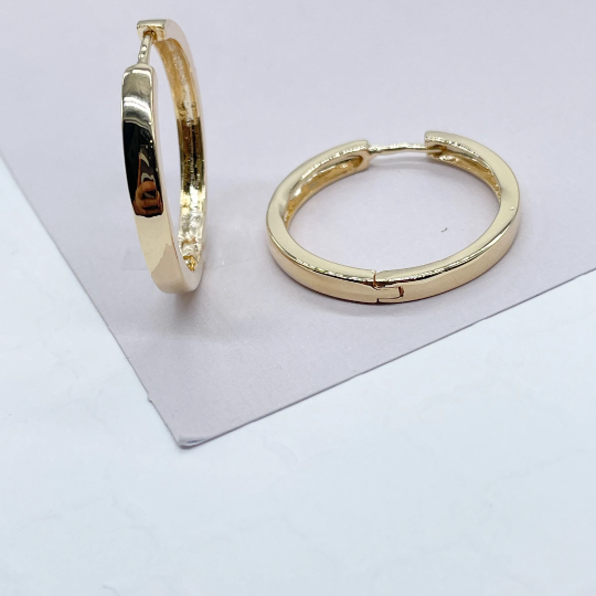 18k Gold Layered Medium Sharpe Edged Plain Hoop Earrings Wholesale Jewelry Supplies
