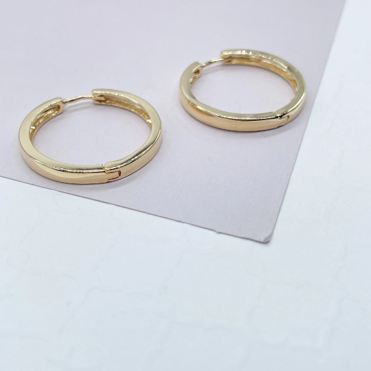 18k Gold Layered Medium Sharpe Edged Plain Hoop Earrings Wholesale Jewelry Supplies