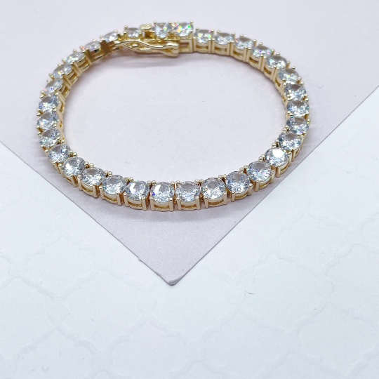 18k Gold Filled Shiny Zicornia Tennis Bracelet Wholesale Jewelry Supplies
