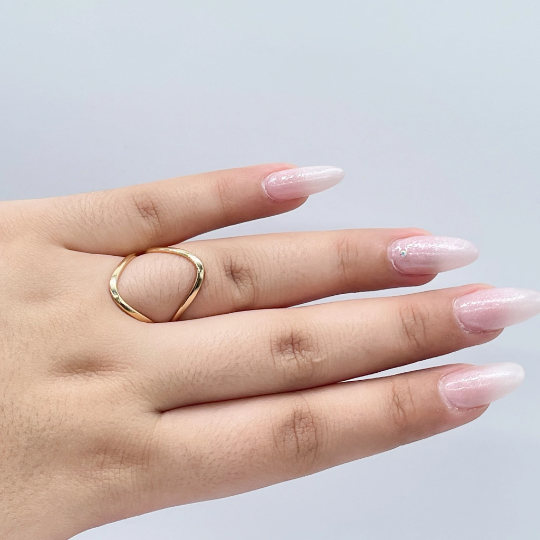 18k Gold Layered Egg Shape Open Ring, Simple Ring Wholesale Jewelry Supplies