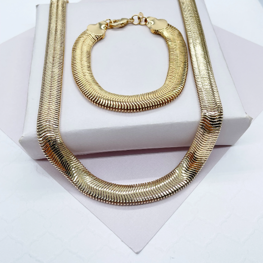 18k Gold Layered 10mm Thick Soft Snake Set necklace and bracelet Wholesale Jewelry Supplies