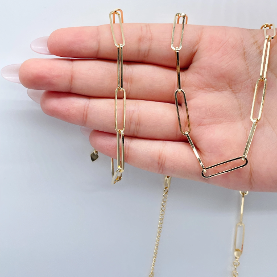 18k Gold Layered Long Open Paper Clip Set Wholesale Jewelry Supplies