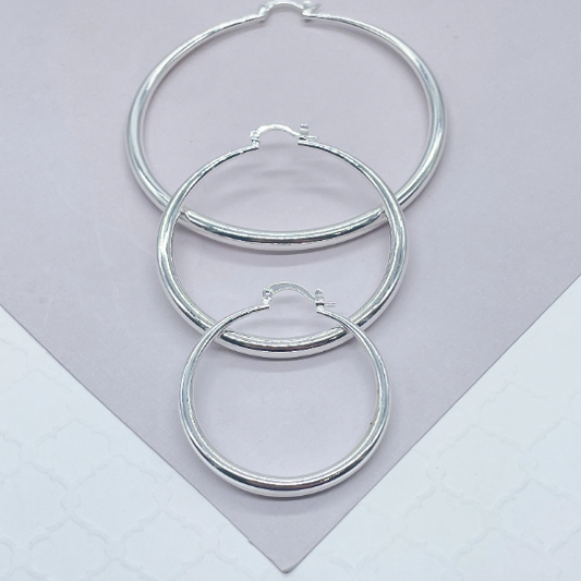 Silver Layered 4mm Thick Plain Hoop