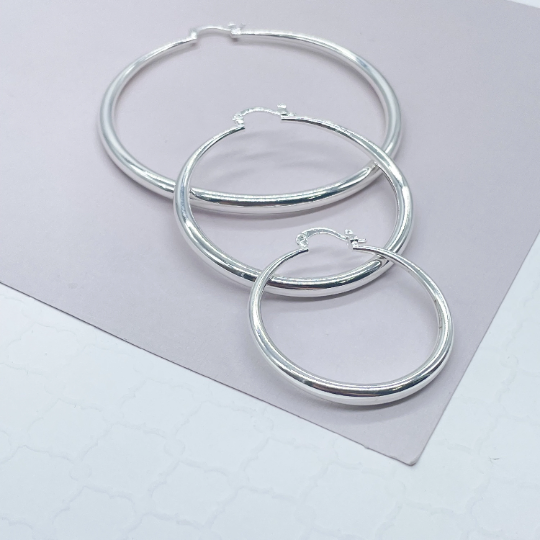 Silver Layered 4mm Thick Plain Hoop