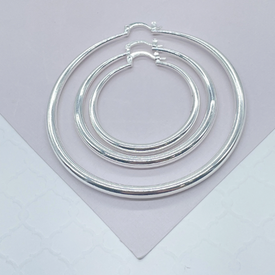 Silver Layered 4mm Thick Plain Hoop