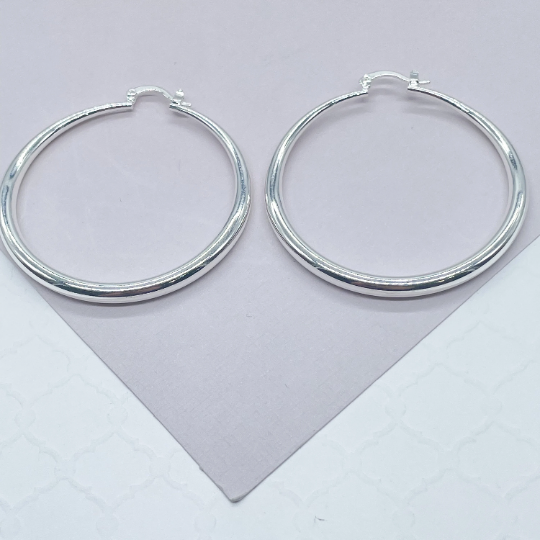Silver Layered 4mm Thick Plain Hoop