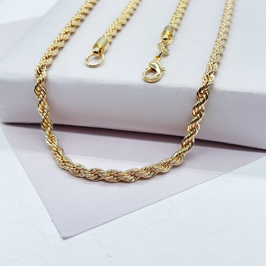 18K Goldfilled 4mm Thick Rope Chain 16