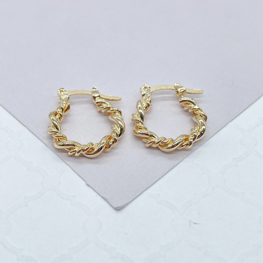 18k Gold Layered Multi-Twisted Small Hoop Earrings