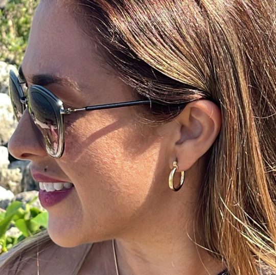 18k Gold Layered Medium Thin Plain Hoop Earrings