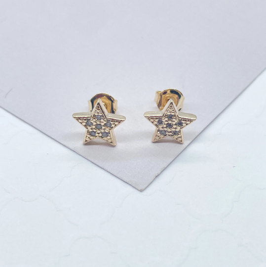 18K Gold Layered Zircon Star Stud Earring