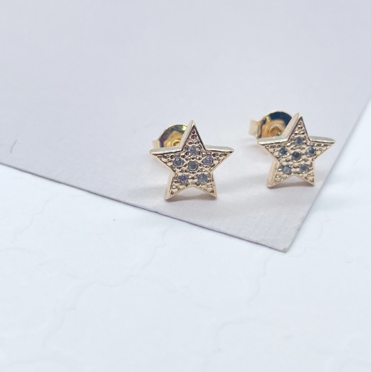 18K Gold Layered Zircon Star Stud Earring