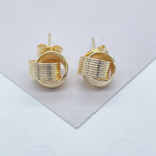 18k Gold Layered Layered Knot Stud