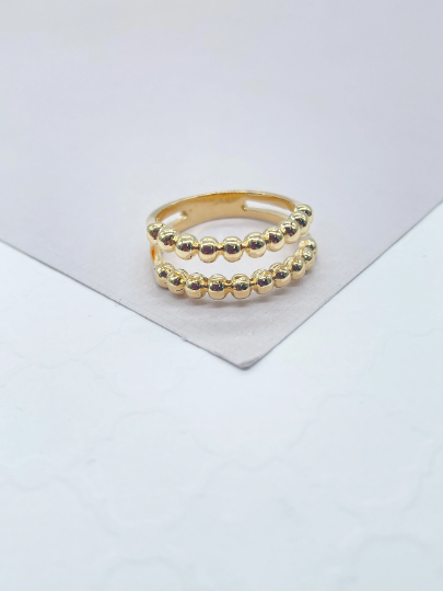 18k Gold Layered Plain Beaded Ring