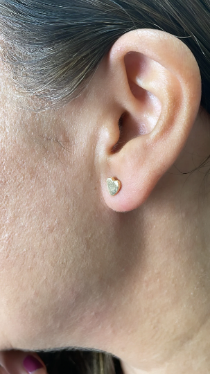 18k Gold Layered Plain Mini Heart Stud Earrings