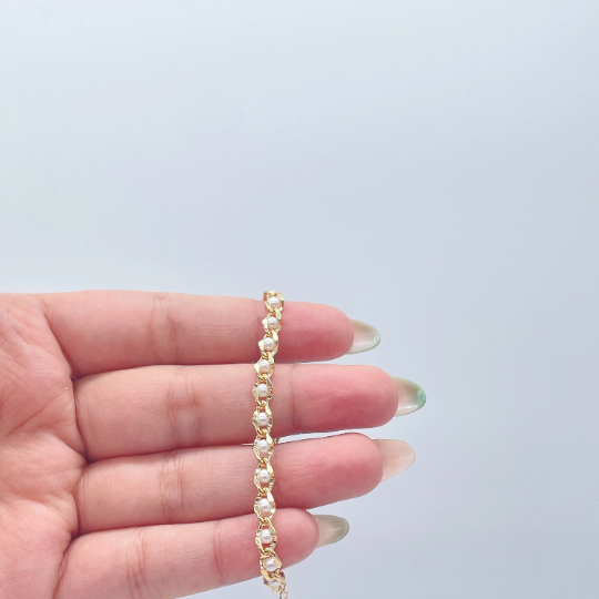 18k Gold Layered Carver Small Pearl Set