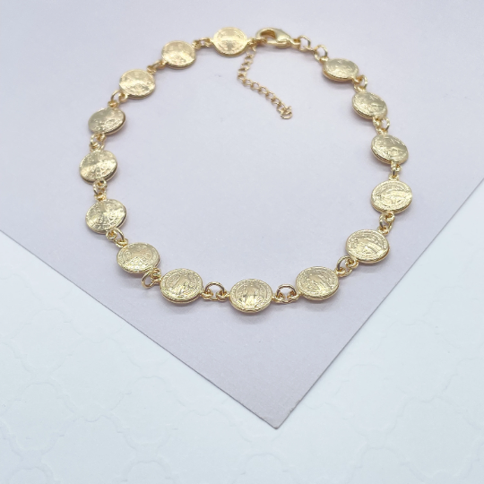 18k Gold Layered San Benito double sided medal anklet