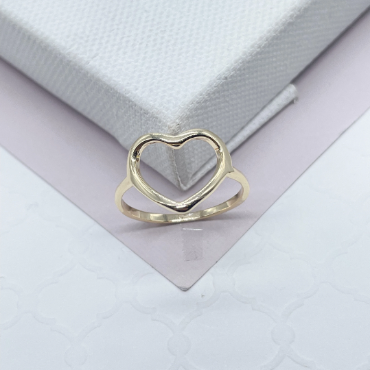 18k Gold Layered Simple Open Gold Heart Ring